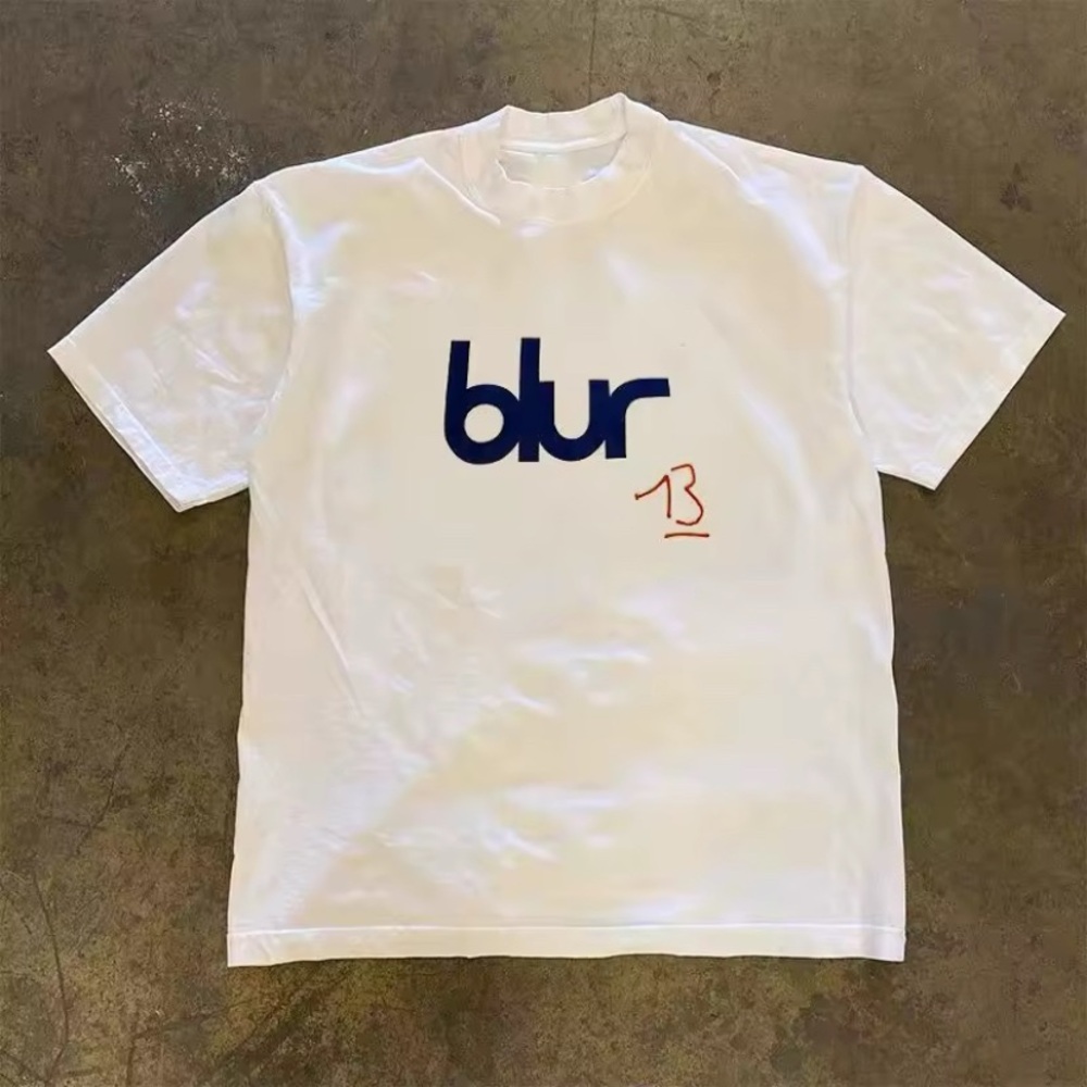 White T-Shirt with Blue and Red Logo